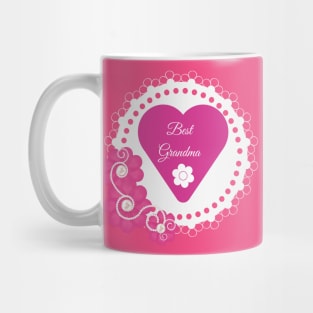 Best Grandma with hearts and Flowers Pink Mug